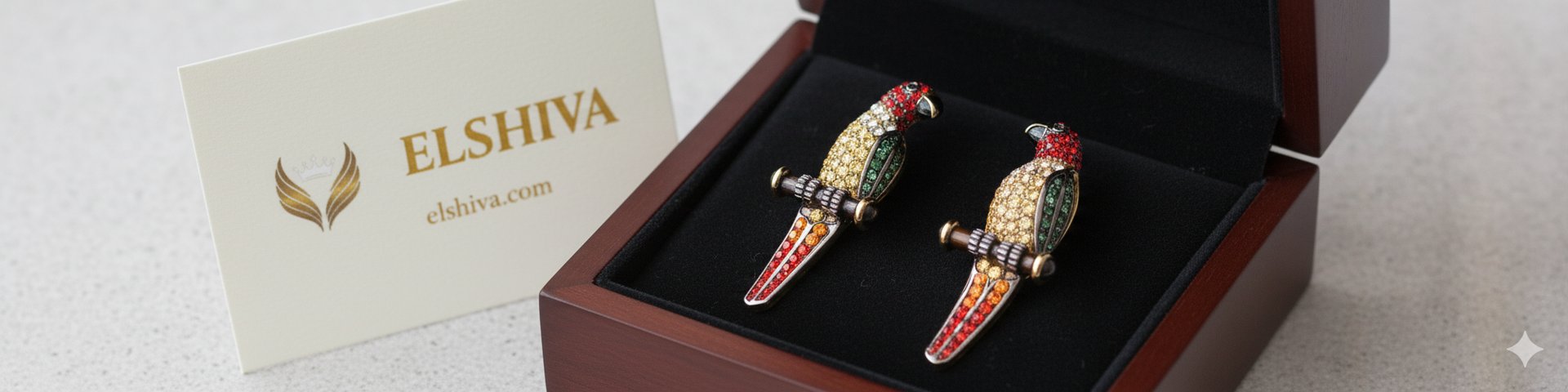 🦜 Elshiva Jewel Parrot Stud Earrings – Vibrant Brass & Cubic Zirconia 🦜