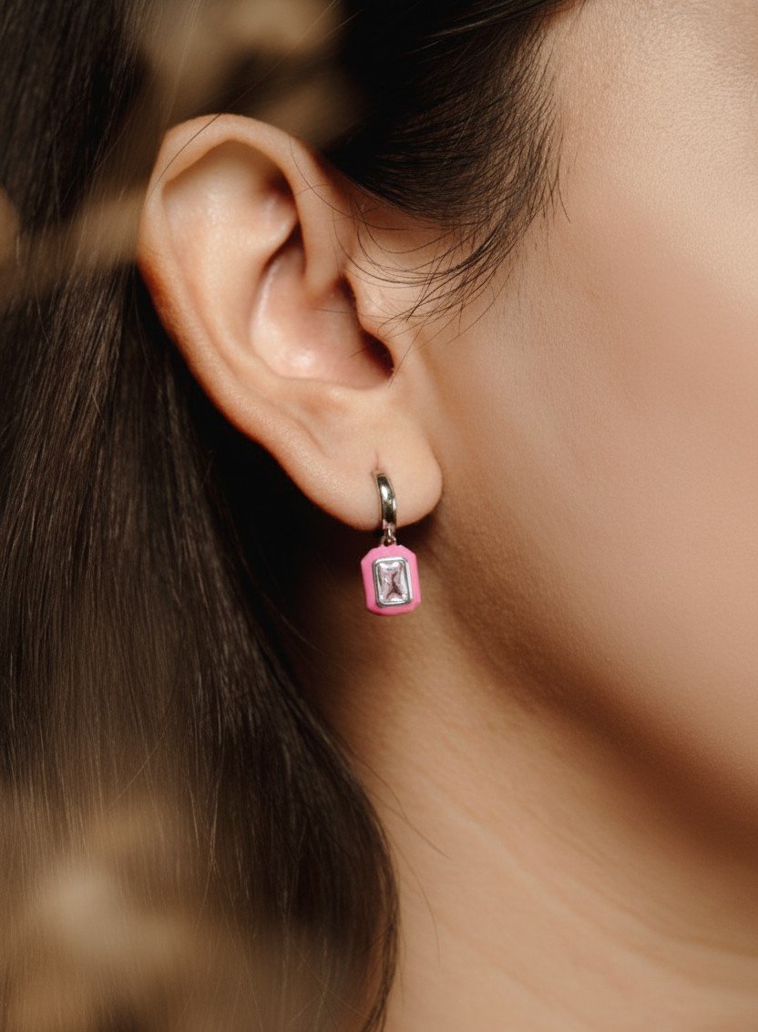 Effortless Glam: Gift-Ready Pink Charm Earrings